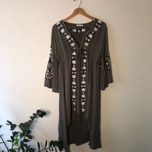 Boho olive green dress